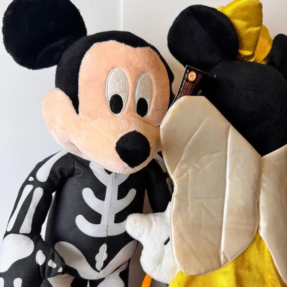 Set of 2 Disney Mickey Skeleton Minnie Bee Halloween Greeter Set Lot 22